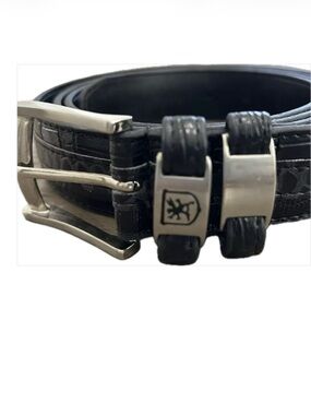 STACY ADAMS Men Leather Belt Black Crocodile Lizard Snake Embossed Leather Sz 48